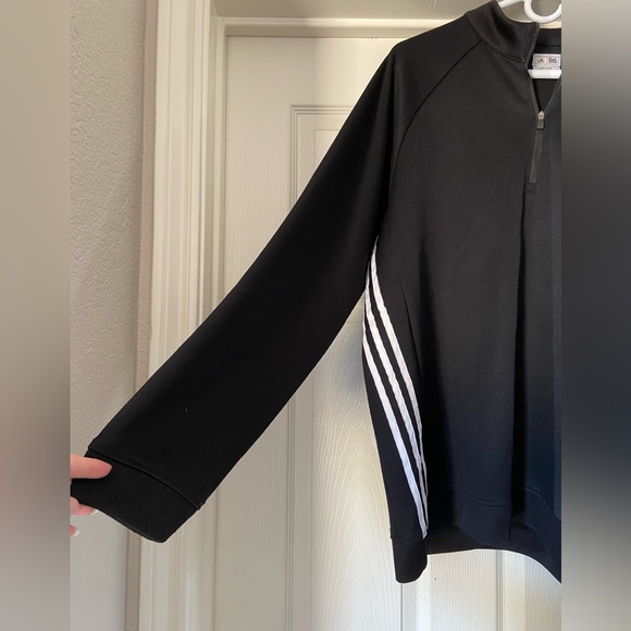 Men’s Adidas 3/4 zip athletic top, Black 100% Polyester size Large - Picture 4 of 11